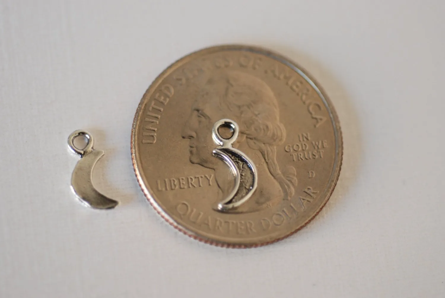 2 pcs Wholesale Sterling Silver Crescent Moon Charms, Silver Half Moon, Glossy moon, Sterling Silver Tiny Moon Charm, Vermeil Gold Charms