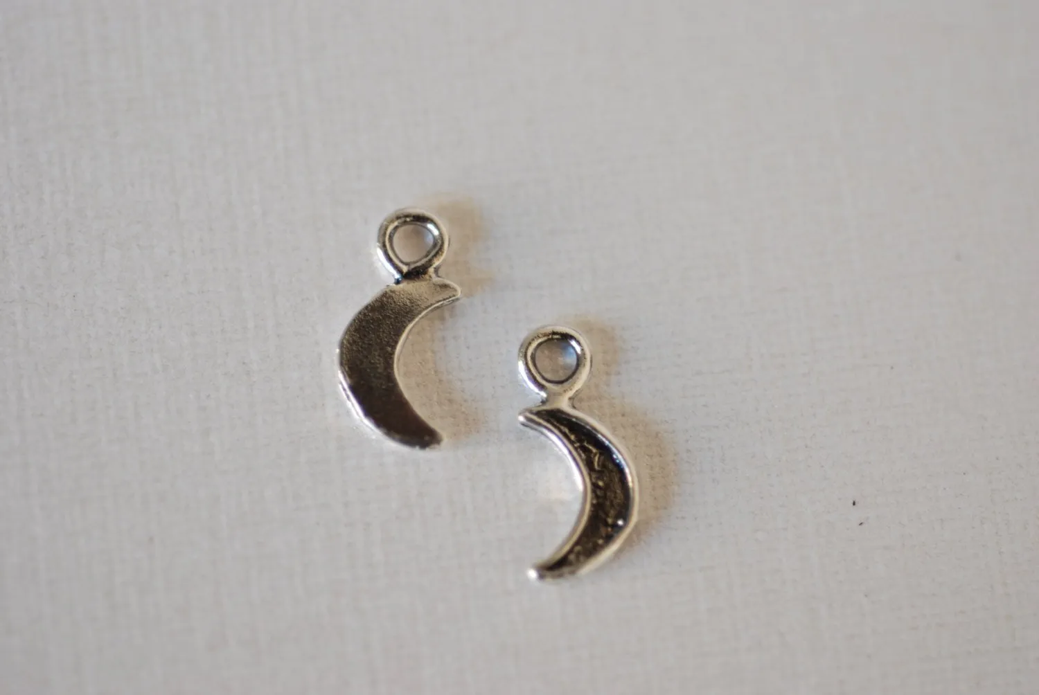 2 pcs Wholesale Sterling Silver Crescent Moon Charms, Silver Half Moon, Glossy moon, Sterling Silver Tiny Moon Charm, Vermeil Gold Charms