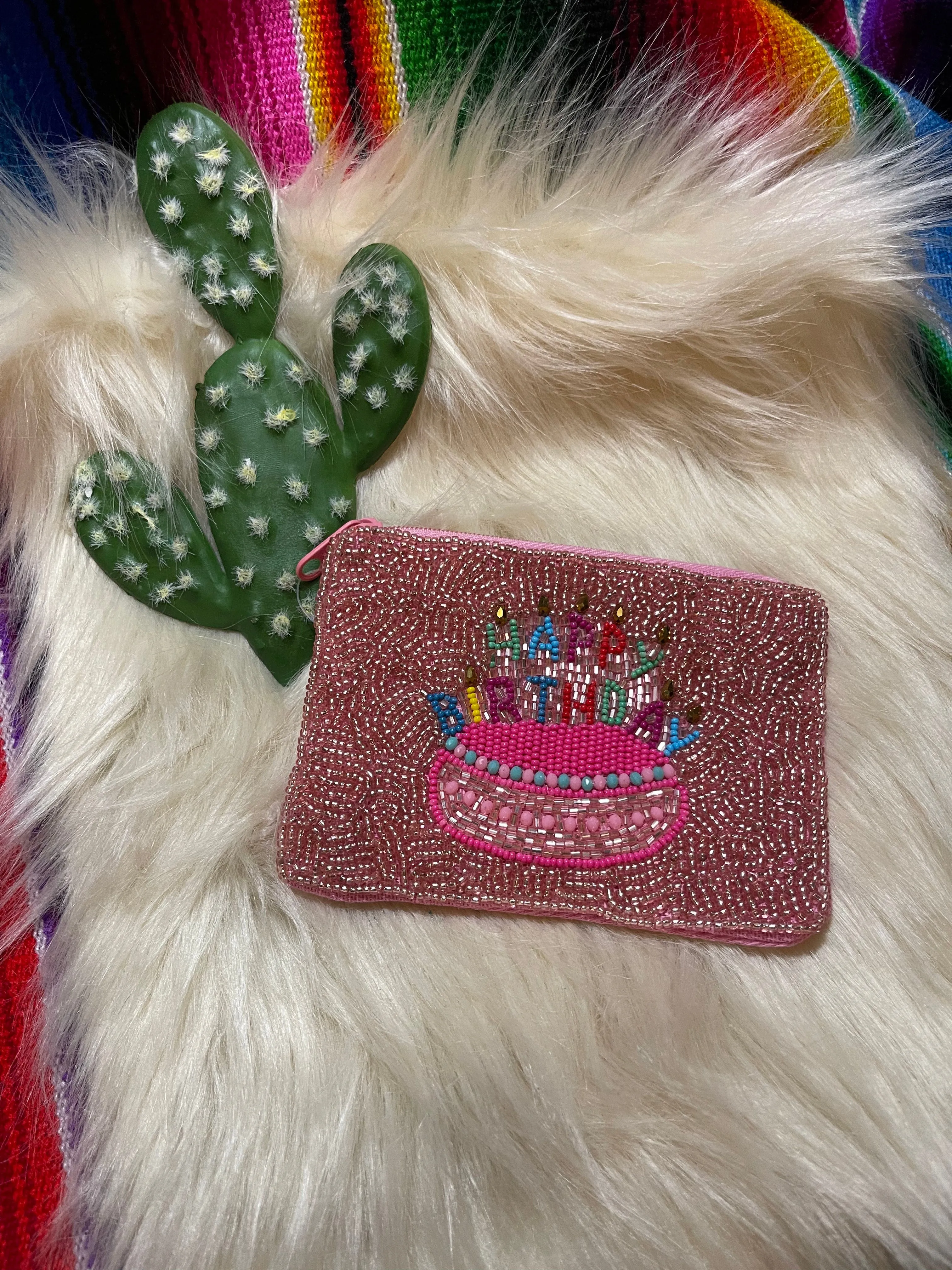 BIRTHDAY beaded coin clutch