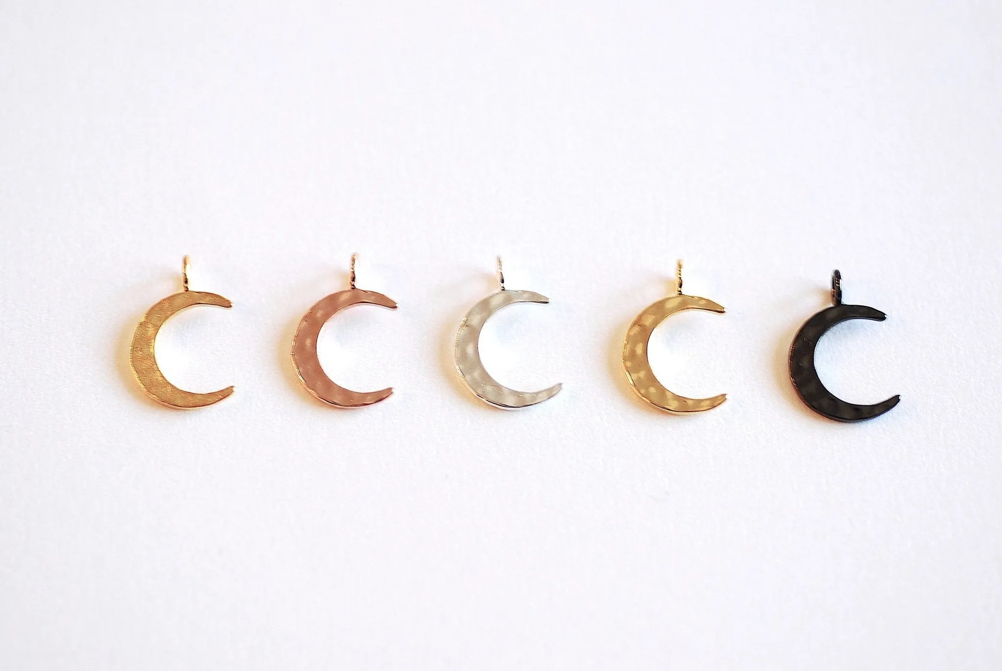 Hammered Vermeil Wholesale Gold Crescent Moon Charm- 925 Sterling silver plated 22k Gold, Gold Half Moon, Eclipse Moon, Half Circle, Moon Charm, 117