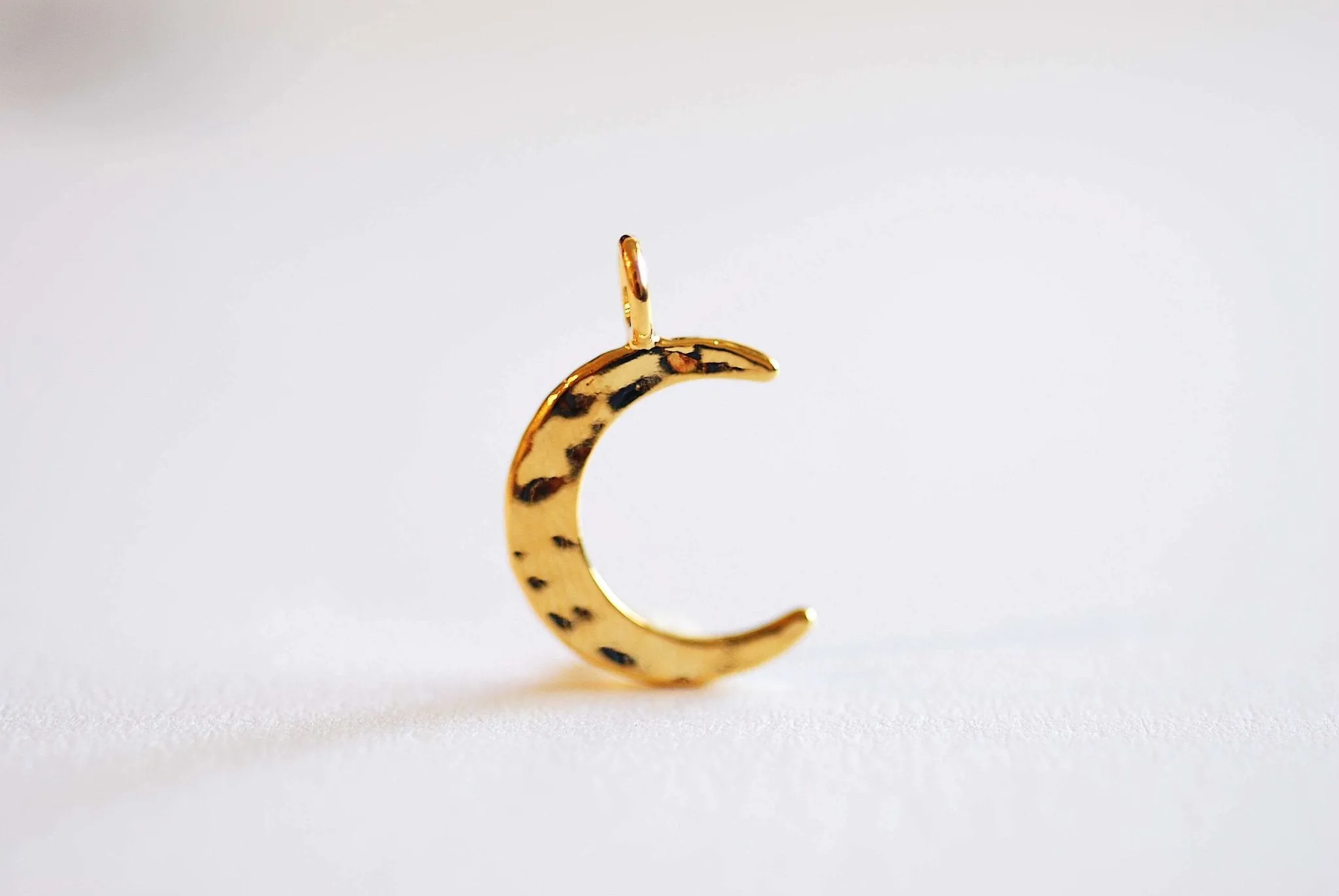 Hammered Vermeil Wholesale Gold Crescent Moon Charm- 925 Sterling silver plated 22k Gold, Gold Half Moon, Eclipse Moon, Half Circle, Moon Charm, 117
