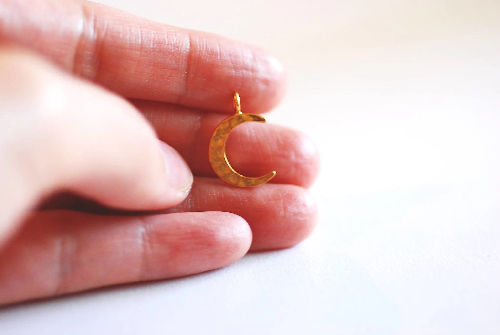 Hammered Vermeil Wholesale Gold Crescent Moon Charm- 925 Sterling silver plated 22k Gold, Gold Half Moon, Eclipse Moon, Half Circle, Moon Charm, 117