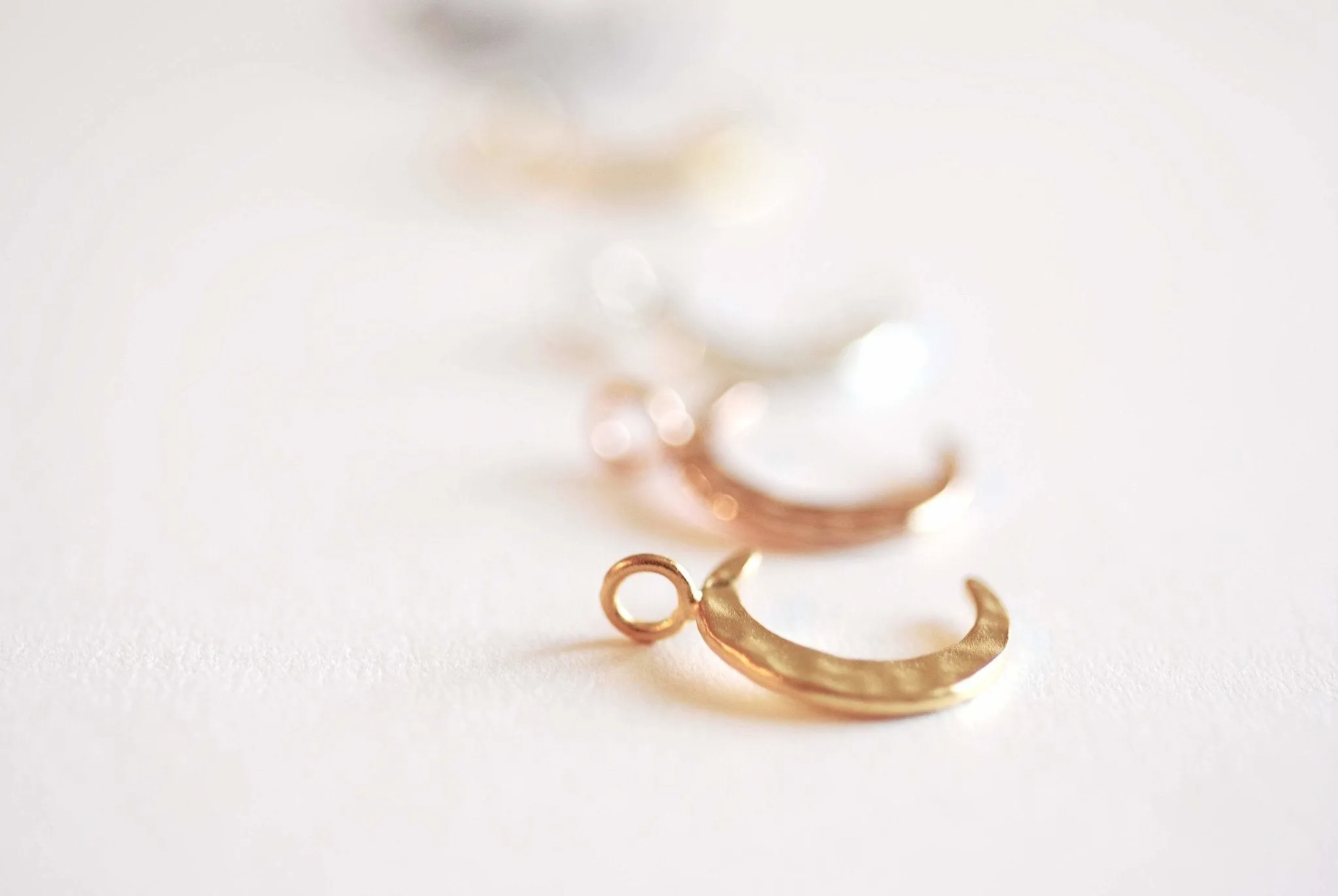 Hammered Vermeil Wholesale Gold Crescent Moon Charm- 925 Sterling silver plated 22k Gold, Gold Half Moon, Eclipse Moon, Half Circle, Moon Charm, 117