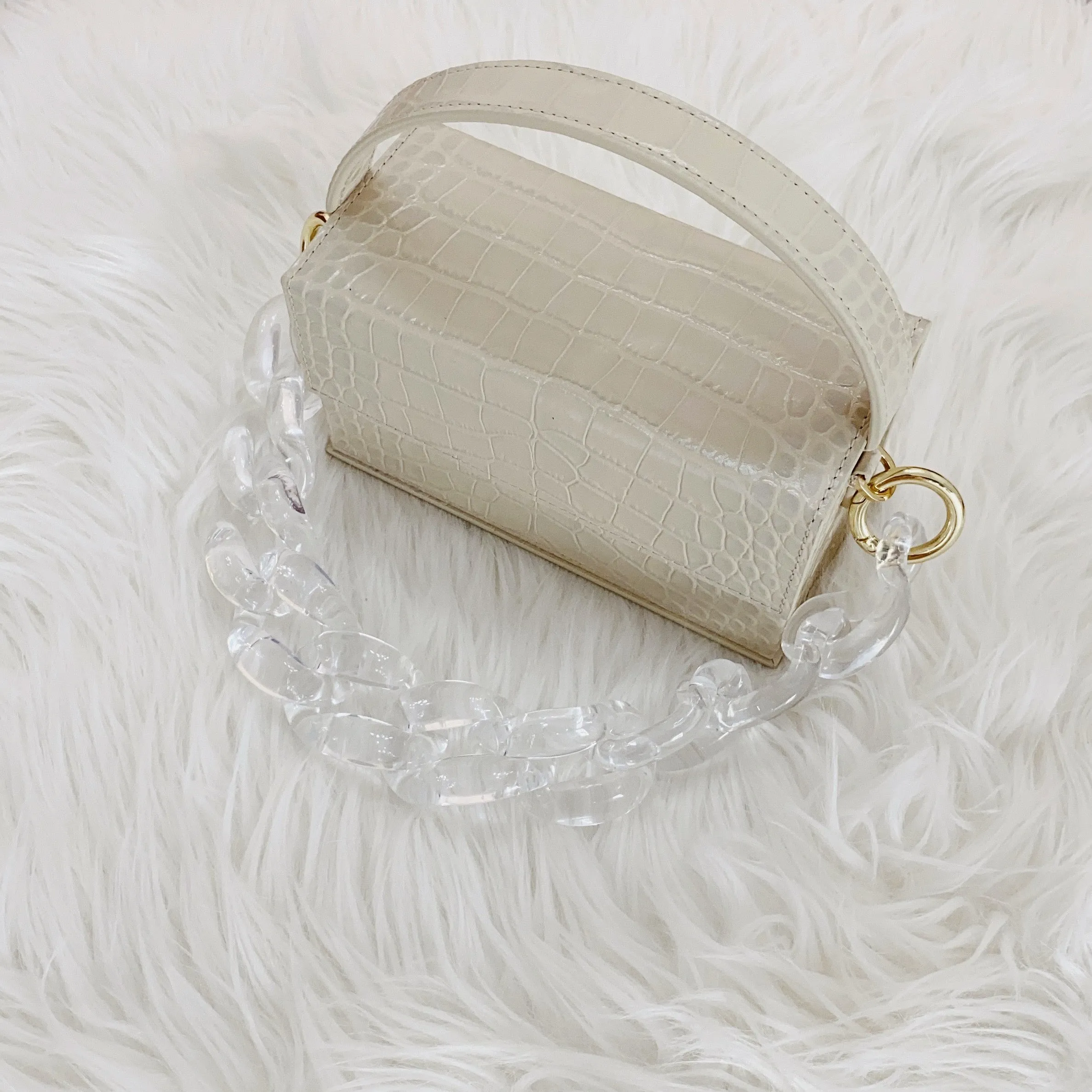 IDA Beige Croc (Small) with Chain