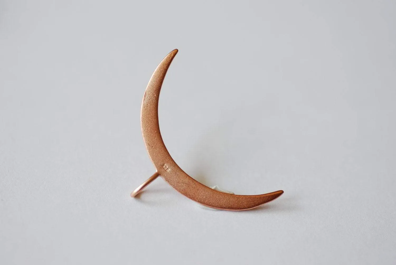 Matte Vermeil Wholesale Rose Gold Crescent Moon Charm Pendant, 18k gold plated Sterling Silver, Half Moon Charm, Rose Gold Double Horn Pendant, 224