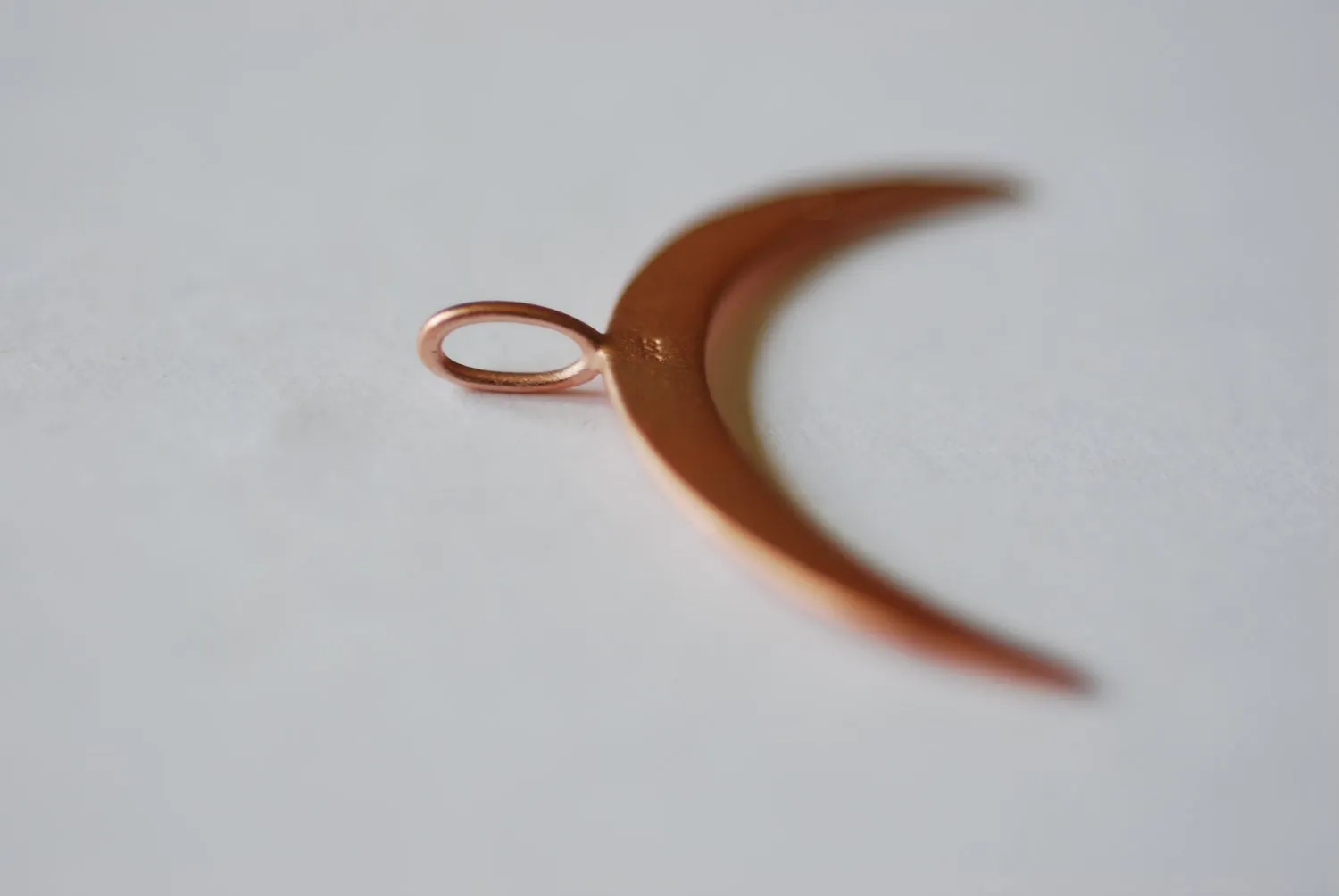 Matte Vermeil Wholesale Rose Gold Crescent Moon Charm Pendant, 18k gold plated Sterling Silver, Half Moon Charm, Rose Gold Double Horn Pendant, 224
