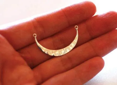 Shiny Gold Wholesale Hammered Crescent Moon Connector- Gold Half Moon Link Spacer, Crescent Charm, Hammered Half Circle Connector, Moon Connector, 335
