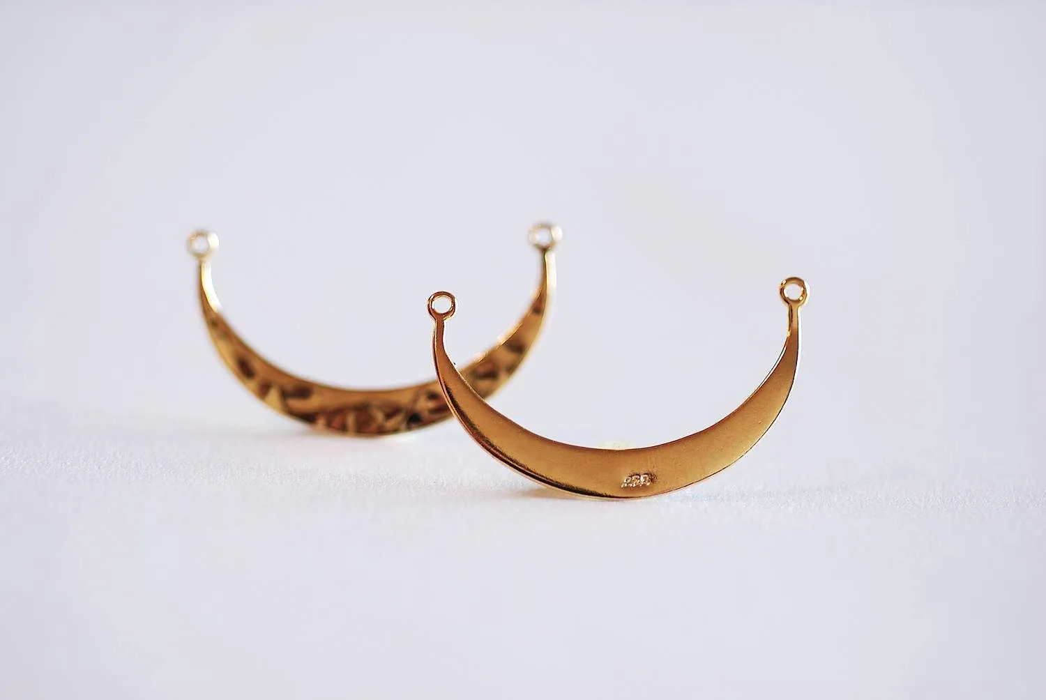 Shiny Gold Wholesale Hammered Crescent Moon Connector- Gold Half Moon Link Spacer, Crescent Charm, Hammered Half Circle Connector, Moon Connector, 335