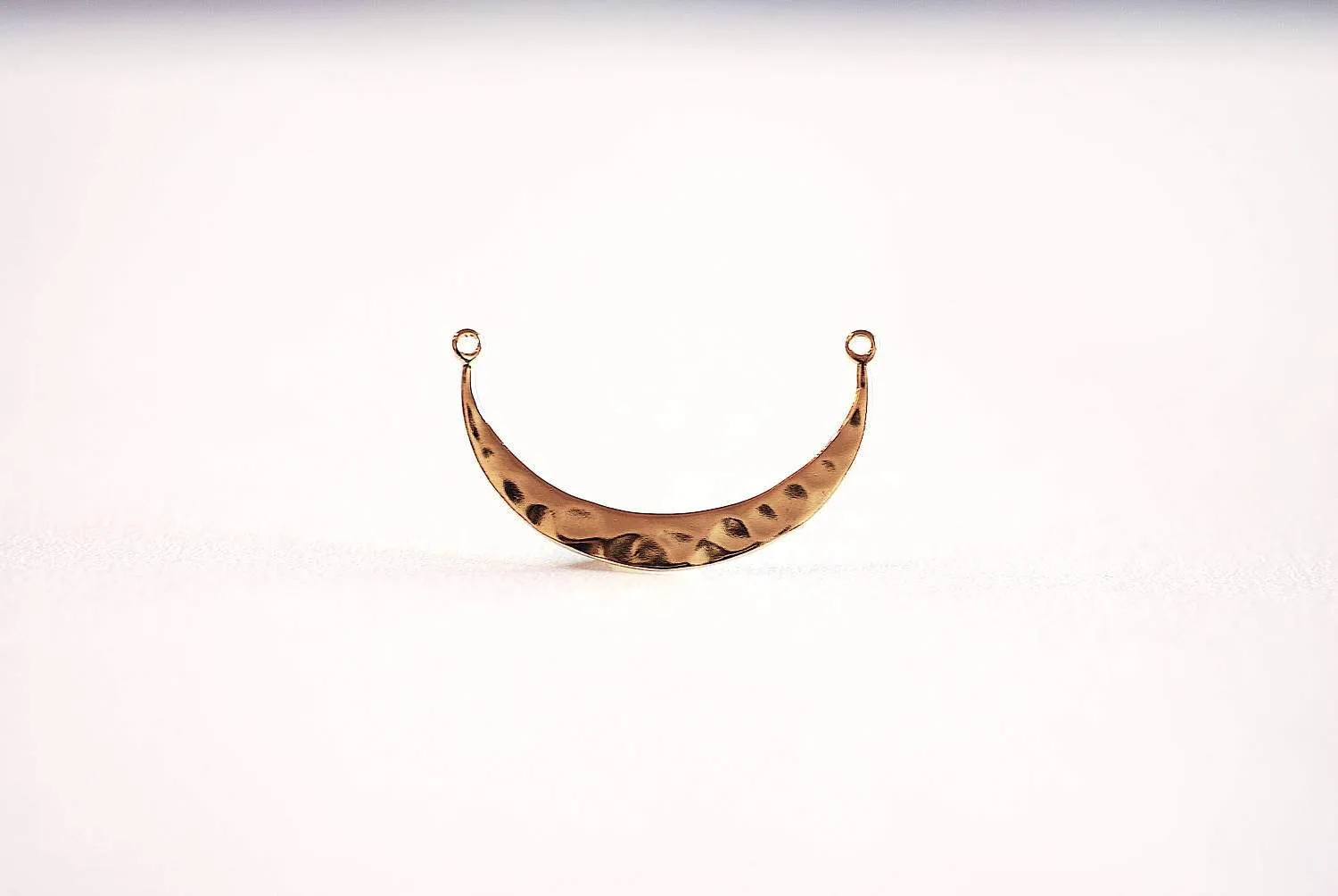 Shiny Gold Wholesale Hammered Crescent Moon Connector- Gold Half Moon Link Spacer, Crescent Charm, Hammered Half Circle Connector, Moon Connector, 335