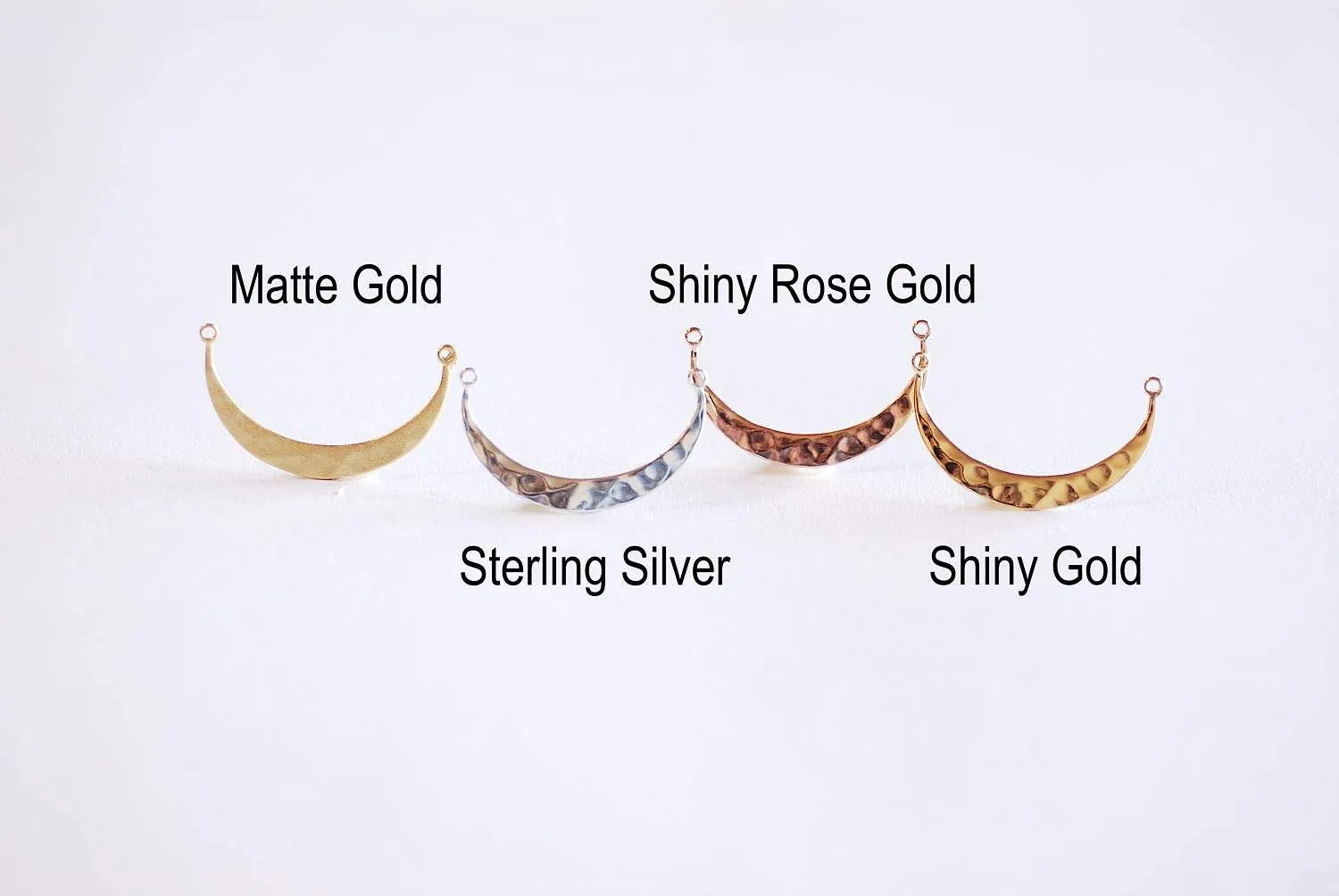 Shiny Gold Wholesale Hammered Crescent Moon Connector- Gold Half Moon Link Spacer, Crescent Charm, Hammered Half Circle Connector, Moon Connector, 335