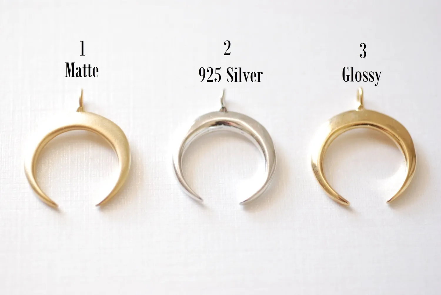 Sterling Silver Wholesale Crescent Moon Charm - Silver moon charm, Silver half moon charm pendant, Silver Crescent Moon, Silver Tusk Charm, 1
