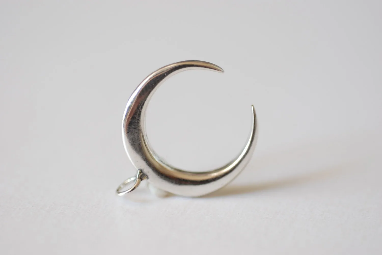 Sterling Silver Wholesale Crescent Moon Charm - Silver moon charm, Silver half moon charm pendant, Silver Crescent Moon, Silver Tusk Charm, 1