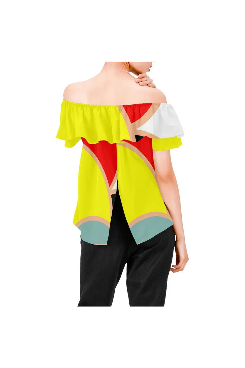 Sunny and Bright Women's Off Shoulder Blouse with Ruffle