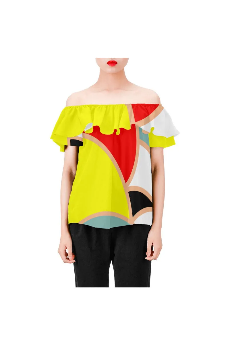 Sunny and Bright Women's Off Shoulder Blouse with Ruffle