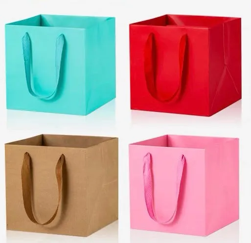 White paper bag 8”x8”x8”H