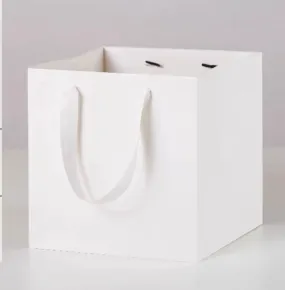 White paper bag 8”x8”x8”H