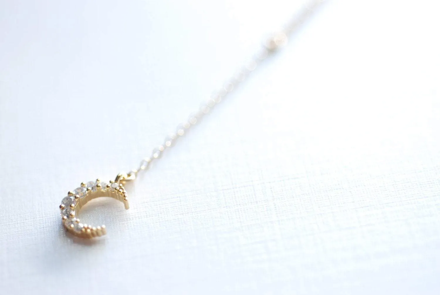 Wholesale Gold Crescent Moon Lariat, Half Moon Necklace, Moon Necklace, Moon Rosary, Gold Crescent Necklace,crescent moon rosary,half moon pendant